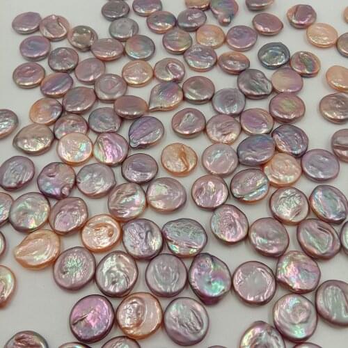 Free shipping,DIY PEARL BEADS,5 PCS/LOT,16 mm violet coin shape baroque pearl,100% Nature freshwater loose pearl,half or no hole