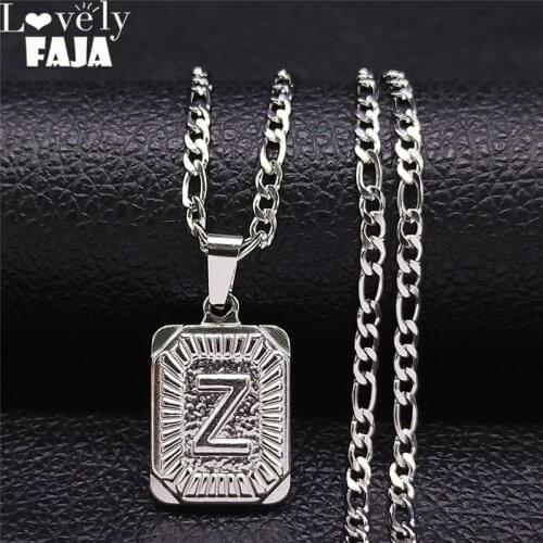 Hip Hop Stainless Steel Z Letter Chain Necklaces Women Silver Color Punk Geometry Statement Necklace Jewelry pendentif N7002ZS03