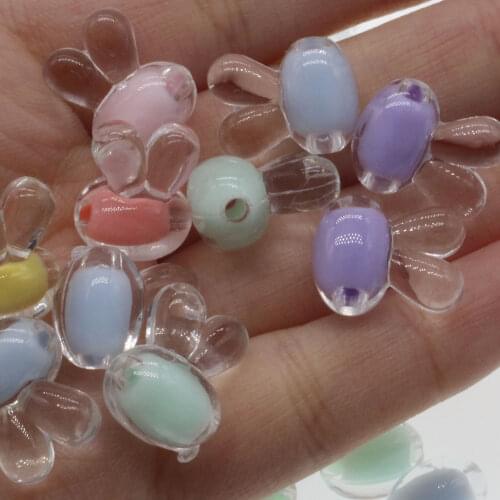 CHONGAI 30Pcs Acrylic Spaced Beads Transparent Rabbit Shape Beads For Jewelry Making DIY Necklace Earrings Accessories 12mm