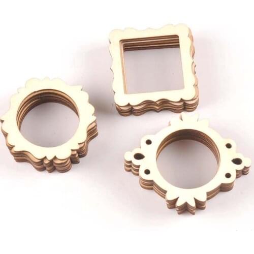 20pcs 50mm Photo Frame Wood DIY Crafts Scrapbookings DIY For Home Decoration Natural Wooden Ornaments Accessories Arts m1829