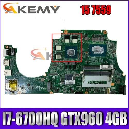 For DELL Inspiron 15 7559 Laptop motherboard 1P4N7 DAAM9AMB8D0 CN-0MPYPP 0MPYPP I7-6700HQ CPU GTX960 4GB-GPU 100% Fully Tested