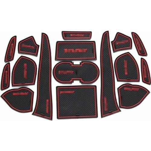 For NISSAN Sylphy 2012-2015 Non-slip Interior Door Cup Holder Rubber Mats Red Line