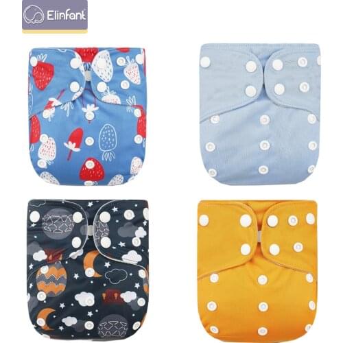Elinfant 4pcs/Set Suede Cloth Dry Fast New Design Washable Adjustable Reusable Baby Cloth Pocket Diaper For 3-15kg Baby