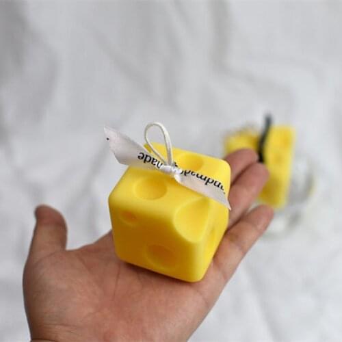 Creative Square Cheese Shape Candle Mold 3D Cheese Shape Aromatherapy Candle Molds for Candle Making Baking Soap Silicone Mold