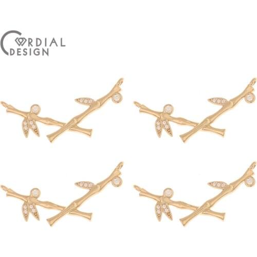 Cordial Design 50Pcs 14*31MM Jewelry Findings & Components/CZ Pendant/Bamboo Shape/DIY Necklace Accessories/Hand Made/Charms