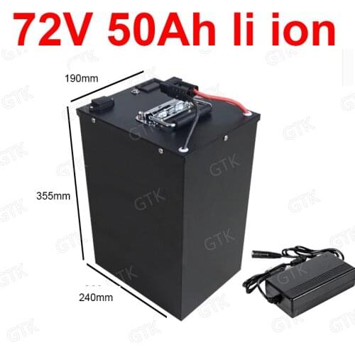 GTK waterproof 72v 50Ah lithium ion BMS for 5000W 10KW bicycle scooter ebike Motorcycle Forklift Crane truck +10A charger