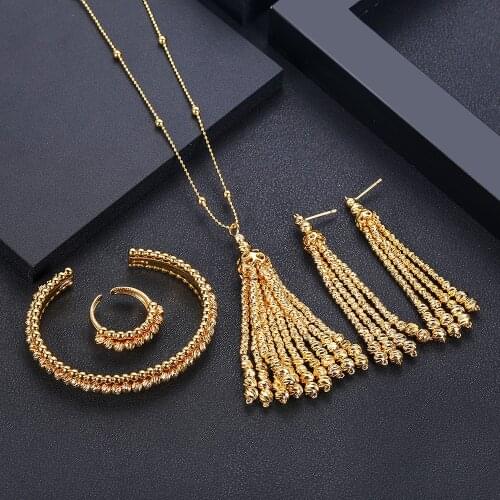 Jankelly luxury Unique African Bangle Ring Set Jewelry Sets For Women Wedding Cubic Zircon Crystal CZ Dubai Bridal Jewelry Set