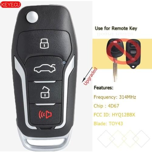 KEYECU Upgraded Flip Ker Remote for Toyota keyless Entry Clicker Fob FCC: HYQ12BBX 4D67 Chip