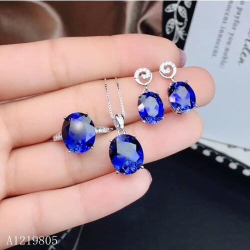 KJJEAXCMY boutique jewelry 925 sterling silver inlaid natural sapphire female luxury pendant necklace earrings ring set support