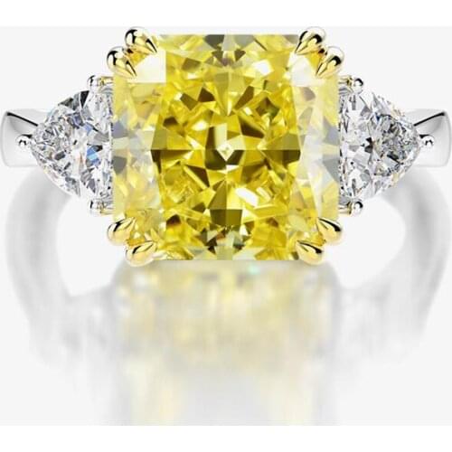 Women 925 Sterling Silver Luxury 11 Carat Ring Sparkling Yellow Pink White Wedding Rings Party Fine Jewelry Girl Friend Gift