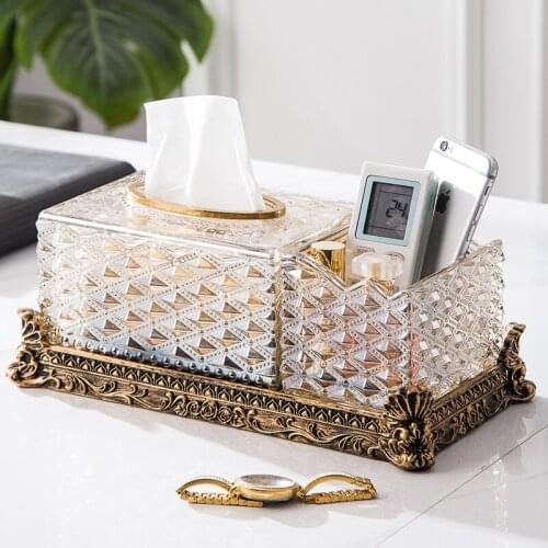 European-style Cellophane Tissue Box Living Room Coffee Table Multifunctional Pumping Box Remote Control Storage Box Decoration