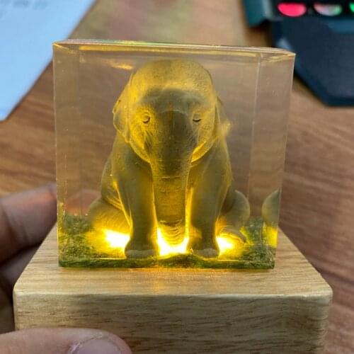 Cultural And Creative Products Handicrafts Resin Creative Gifts Sitting Serene Baby Elephant Home Night Light Decoration