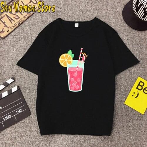 Harajuku Summer Fashion Smoothie drink T-shirt Women Short Sleeve Casual Hot Sale Loose Short Sleeve Graphic T Shirts gothic