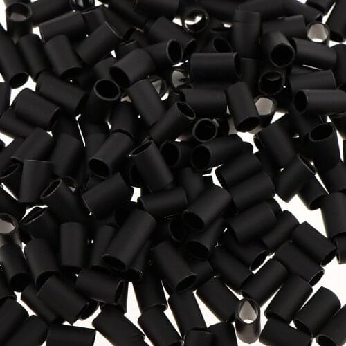 Pack of 200 Heat Shrinkable Micro Link Rings 6mm Glue Lined Tubes for I-tip Hair Extensions Tool Black