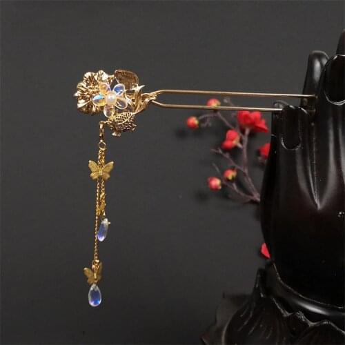New Chinese Hair accessories Hairsticks Hanfu Metal Hair Pins Tassel Step Swinging Hairpin Ancient Ornaments Headdress