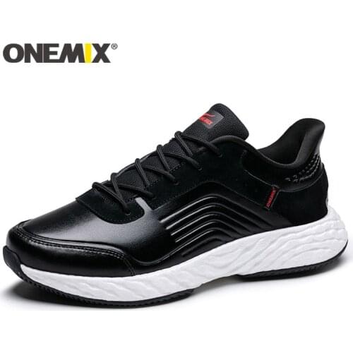 ONEMIX 2019 New Running Shoes Men leather light Men sneakers Waterproof Running Shoes For Men Outdoor Walking Shoes Men or women