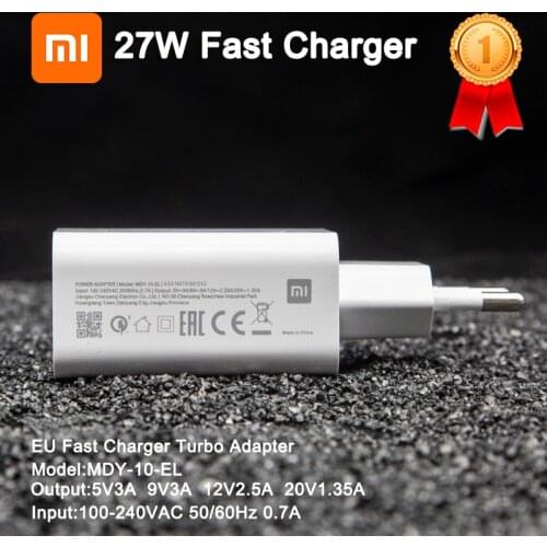 Original Xiaomi Quick Charger 27W QC 4.0 Turbo Type-C Charger For Mi 9 SE Mi9 Mi10 Pro Redmi Note 8 K20 K30 Pro Mix 3 Mi Pad4