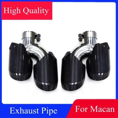 Pair Carbon Double Muffler Rear Tail Pipe For Porsche Macan 2014-2018 Four Outlet Car Exhausts Tailpipe Tip