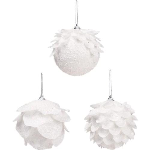 Q81C 3 Pcs Petal Foam Balls Christmas Hanging Ornaments Xmas Tree Pendant Ball Wedding Party Decoration