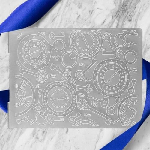Clock Key Embossing Folder With Cut Design DIY Paper Cutting Dies Scrapbooking