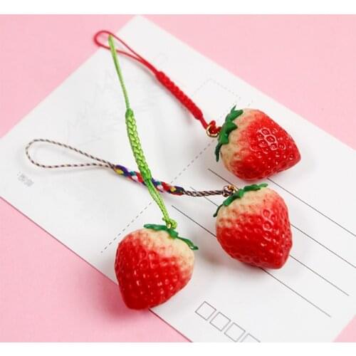 Cute Fresh Strawberry Keychain Smart Phone Strap SmartPhone Charm Girl Sweet Fruits Pendant Car Keys Bag Decoration Women Gifts