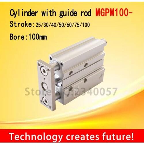 SMC Type MGPM100Thin cylinder with rod MGPM100-25/30/40/50/75/100 Three axis three bar Pneumatic components MGPM