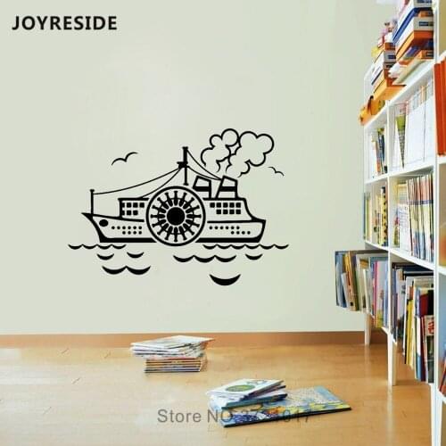 JOYRESIDE Steamship Cute Pattern Wall Decal Boat Wall Sticker Vinyl Decor Home Nursery Kids Bedroom Decor Interior Design A1090