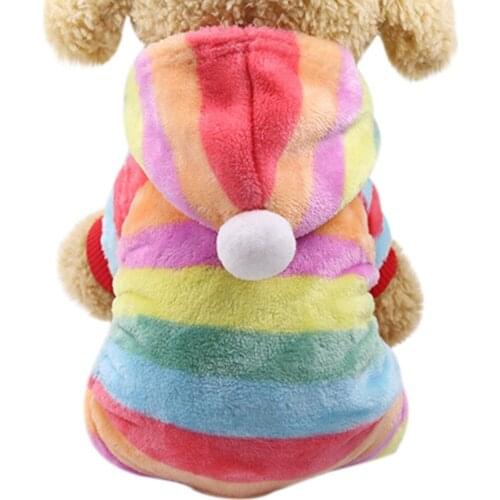 Warm Soft Pet Dog Flannel Down Coat Rainbow Color Parkas Hoodie Puppy Clothes for Teddy Corgi Chihuahua