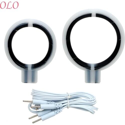 OLO Male Penis Rings Sex Toys for Men Therapy Massager Electric Shock Cock Rings Physiotherapy Ring Medical Themed Toys