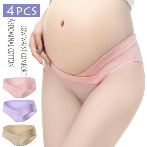 4PCS Cotton U-Shaped Low Waist Pregnant Underwear Comfortable Maternity Women Underwear Panties Pregnancy Briefs Women Clothes