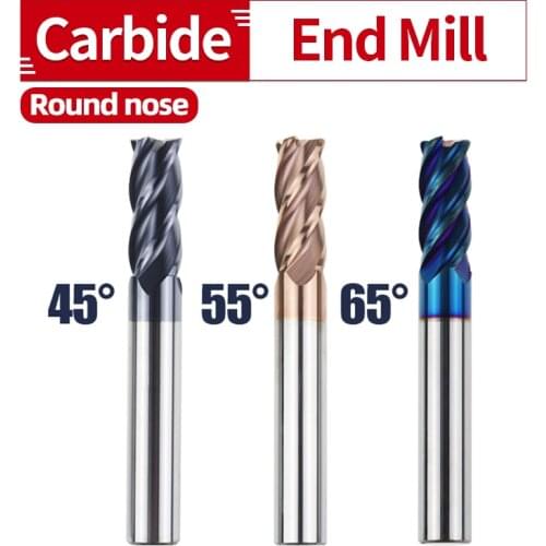 Corner Rounding End Mill Tungsten Steel Carbide End Mill HRC45/55/65 Nano-Coating CNC Lathe Machine Tools Milling Tools