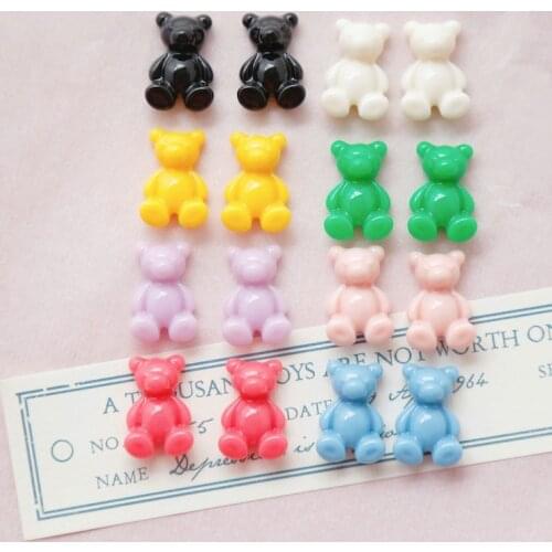 Japan ins with bear resin half pill cute earrings hairpin patch DIY handmade jewelry accessories materials