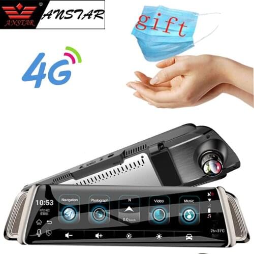 Anstar 10" Rearview Mirror Car Camera 4G Android Dash Cam HD 1080P WiFi GPS Navigation Dual Lens Video Recorder Auto Registrar