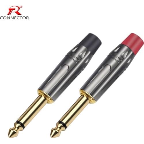 1pc 6.35mm Jack Connector,Gold Plated, Microphone Plug, Mono 6.35mm Audio Plug