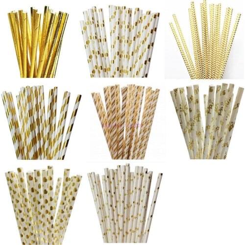 10000 Foil Gold Disposable Drinking Paper Straws Rainbow For Birthday Wedding Deco Christmas party supplies adult