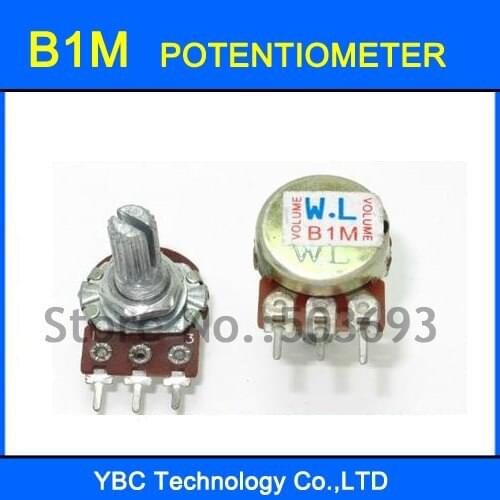 20pcs B1M 20MM 3 Pins Rotary Potentiometer Free Shipping