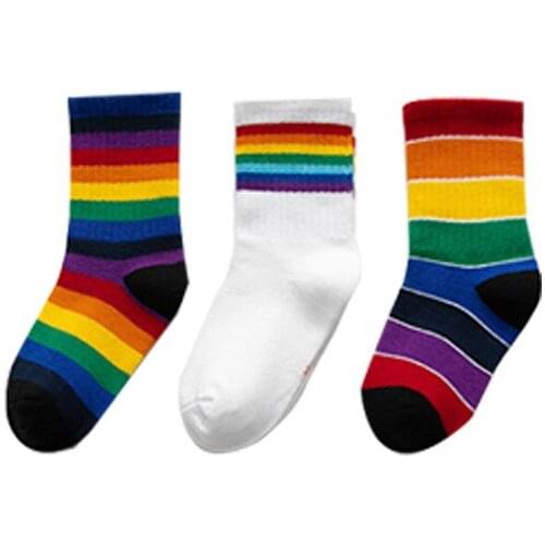 2020 Baby Girl Rainbow Socks Baby Stuff Kids Infant Newborn Toddler Boys Girls Middle Socks Bebes Fashion Print Cotton Socks