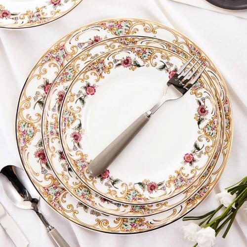 3pcs set, 8 + 9 + 10inch, bone china plates dinnerware set, ceramic plates for food, porcelain dinner plates set, for serving