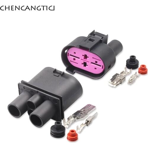 1 Set 4 Pin Auto Wiring Sensor Connector Fan Socket For VW Passat Tiguan Golf Skoda Octavia Audi 1J0906444 1J0906234 1J09064