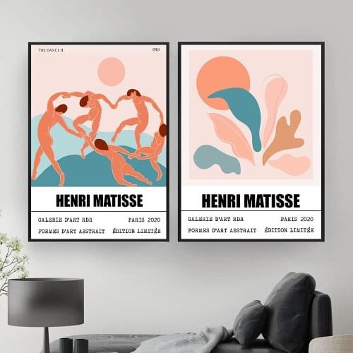 Henri Matisse Abstract Painting Minimal Illustration Figure Wall Art Canvas Prints Vintage Poster Pink Wall Pictures Home Decor