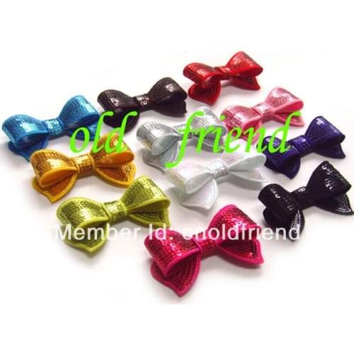 2.8" sequin bows Hir Girls Bows 12 color IN STOCK Free Shipping 48 pcs/lot