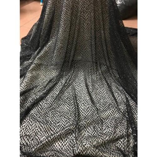 Glitter glued lace fabric SYJ-5625 sparkle tulle mesh lace fabric 5yards for evening dress/fashion show