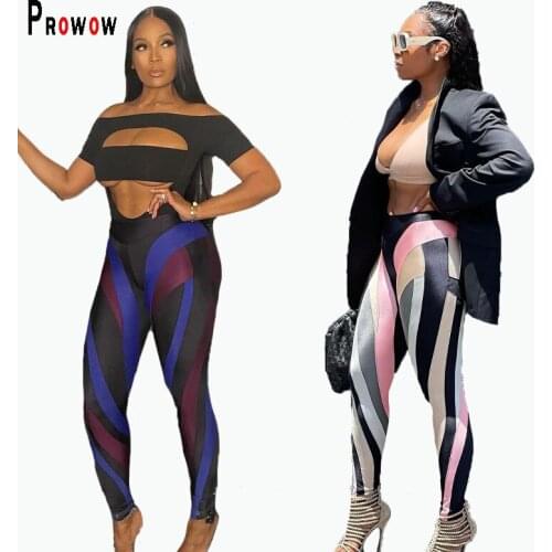 Prowow Skinny Women Pant 2021 New Fashion Print Summer Fall Trousers for Woman High Waisted Joggers Fitness Bodycons Outfits