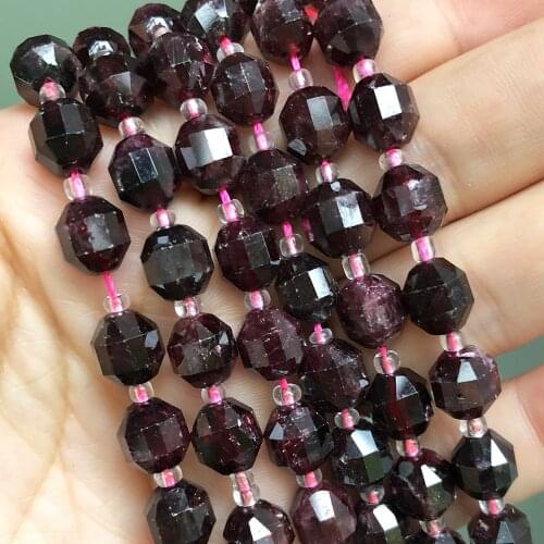 8mm Natural Faceted Garnet Loose Stone Beads For Handmade DIY Jewelry Making Round Spacer Beads Bracelet Accessories 15'' 7.5