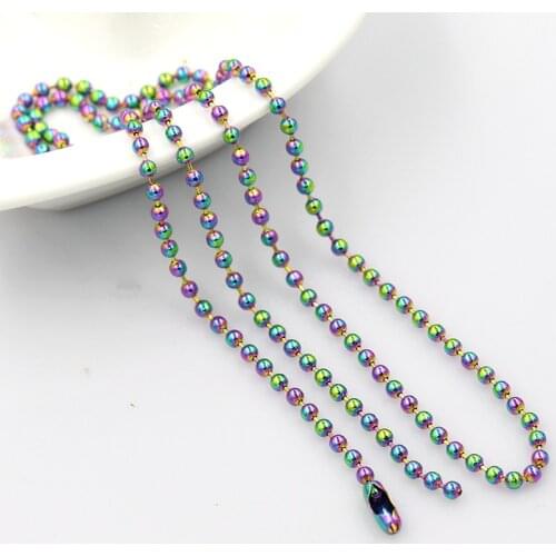 3.2mm Diameter Ball Chains Multicolor stainless steel beads chain Necklace For Women Jewelry