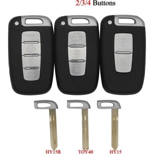 Kutery Car Key Shell For Kia For Hyundai I30 I45 IX35 Equus Veloster Tucson Sonata Elantra 2/3/4Buttons Remote Key Case Cover