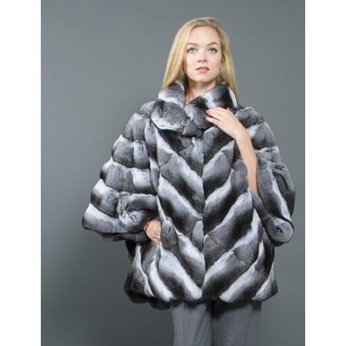 CNEGOVIK Bat Type Fur Coat Women Winter Warm Real Rex Rabbit Fur Jacket 2021 Latest Design Fur Outwear