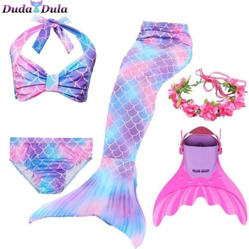 Girls Mermaid Tail For Swimming Children Mermaid Tails With Monofin Fin Bikinis Set Cosplay Costume for Girl Swimming Costume