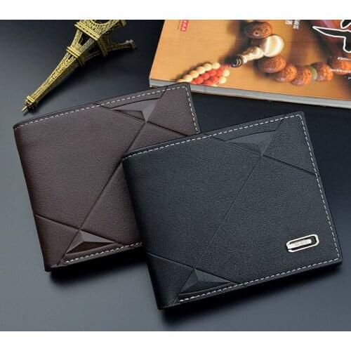 Men Business Leather Three Fold Wallet Brand Luxury Short Slim Male Purses Money Credit Card Holder Hombre Billetera Portafoglio