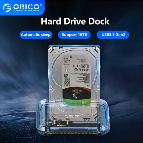ORICO Transparent HDD Docking Station Type-C USB3.1 Gen2 10Gbps External Hard Drive Docking Station for 2.5/3.5'' HDD SSD